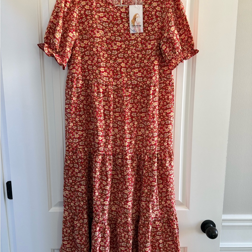 Floral Red Dress